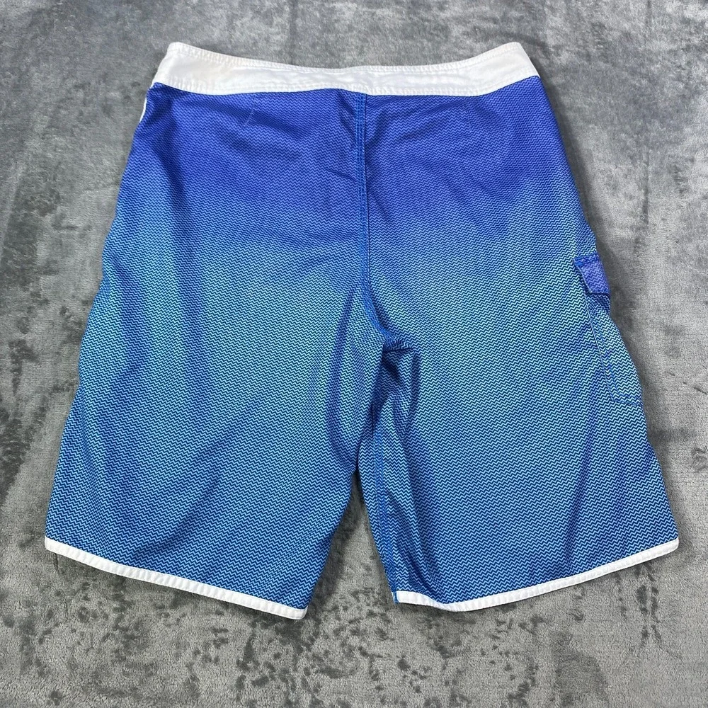 Billabong Boardshorts Mens 34 Blue Geometric Swim Trunks Beach Ombre Drawstring